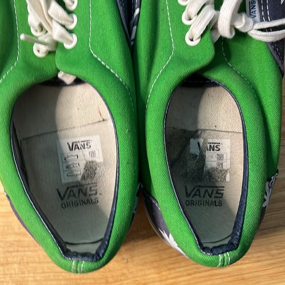 2 pair Vans: Green &navy palm trees and Yellow blue olive purple and black patch - Picture 7 of 14